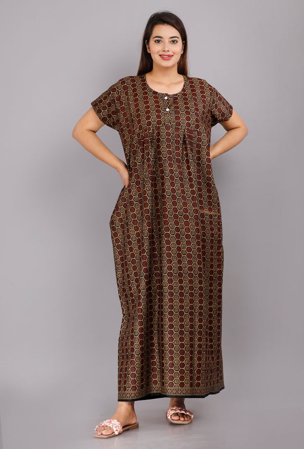 Cotton Printed Night Gown For Women