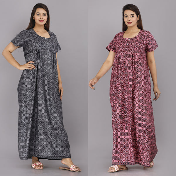 Cotton Printed Night Gown Combo For Women