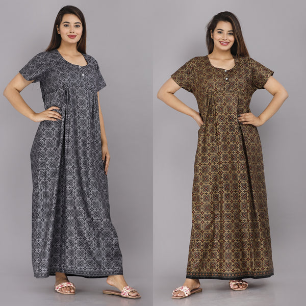 Cotton Printed Night Gown Combo For Women