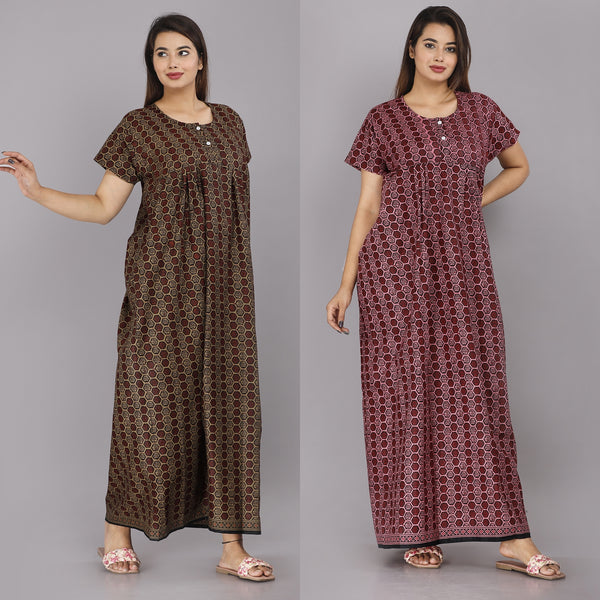 Cotton Printed Night Gown Combo For Women