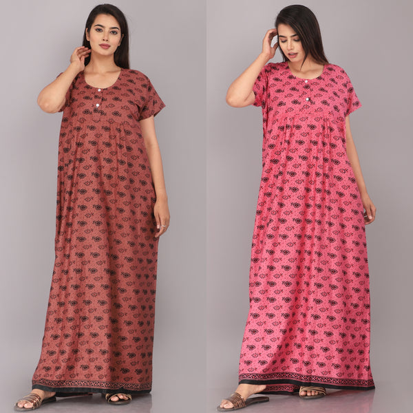 Cotton Printed Night Gown Combo For Women