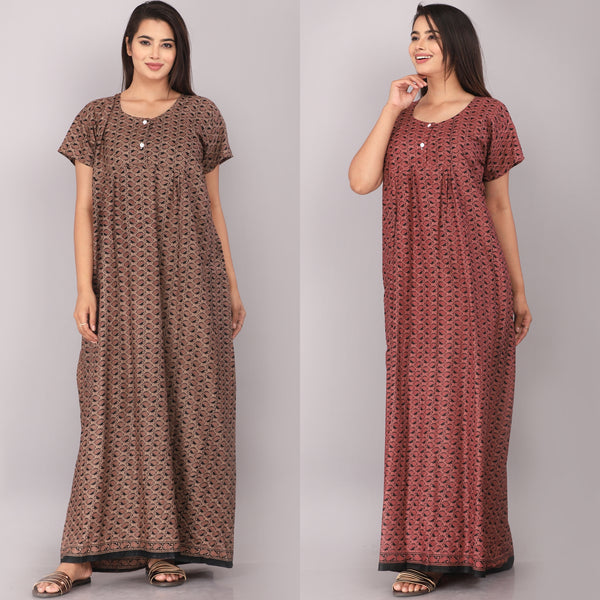 Cotton Printed Night Gown Combo For Women