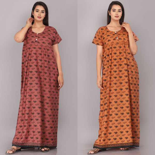 Cotton Printed Night Gown Combo For Women