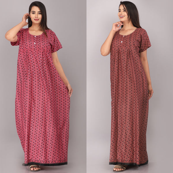 Cotton Printed Night Gown Combo For Women