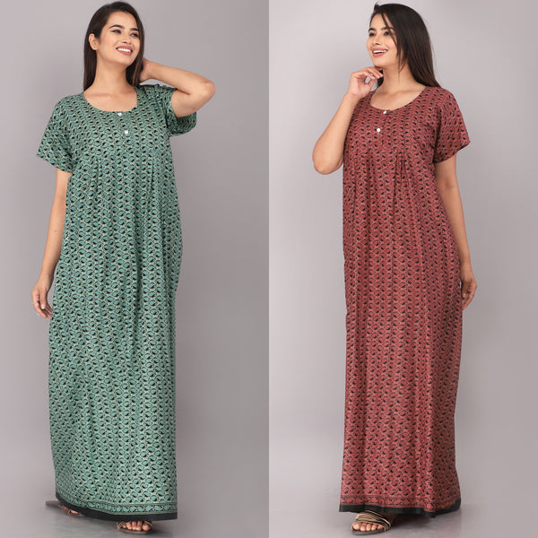 Cotton Printed Night Gown Combo For Women