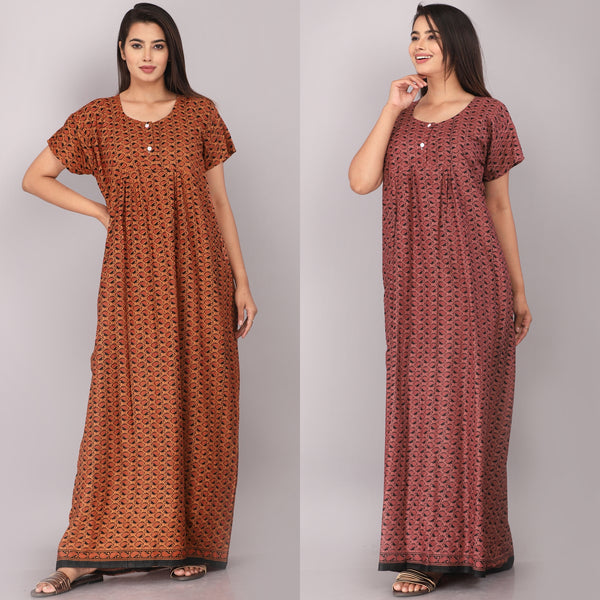 Cotton Printed Night Gown Combo For Women