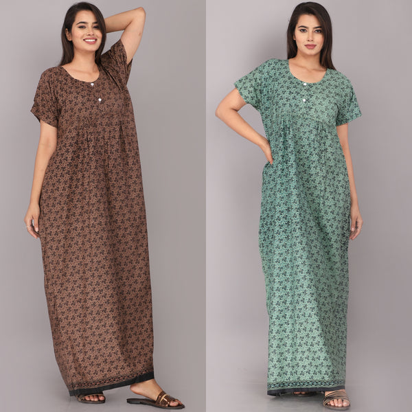 Cotton Printed Night Gown Combo For Women