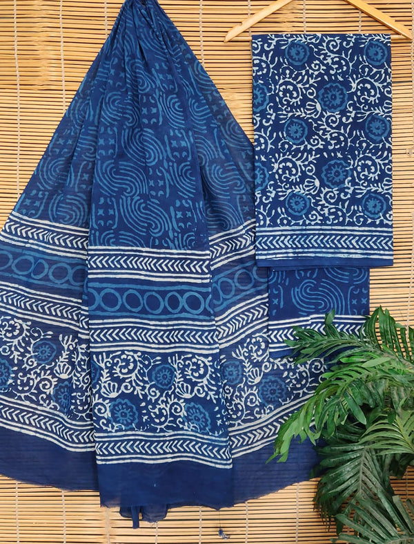 Cotton Printed Unstitched Suit Set With Cotton Dupatta