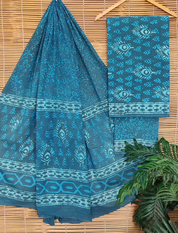 Cotton Printed Unstitched Suit Set With Cotton Dupatta