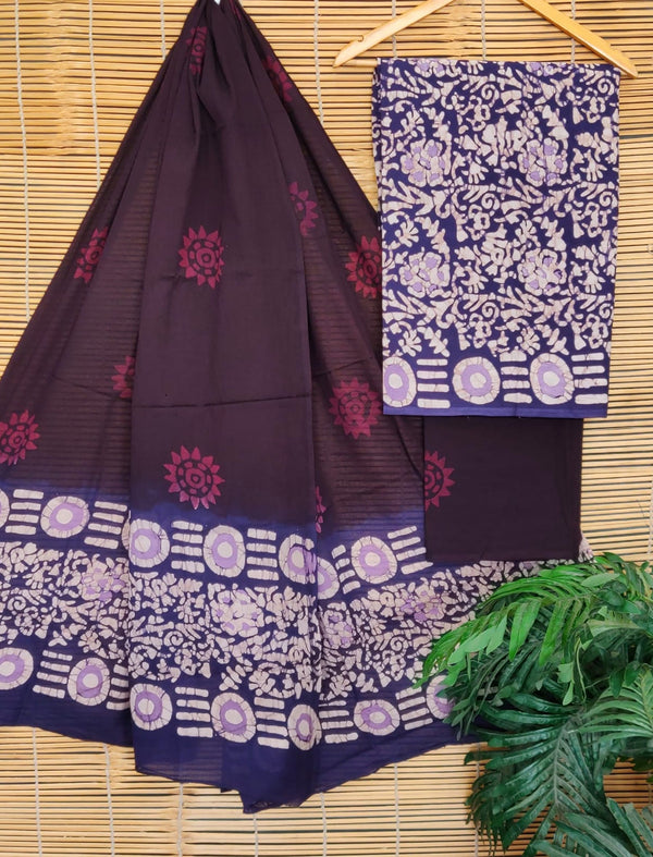 Cotton Printed Unstitched Suit Set With Cotton Dupatta