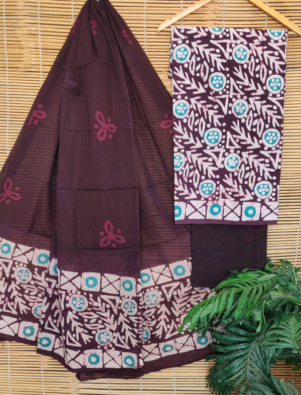 Cotton Printed Unstitched Suit Set With Cotton Dupatta