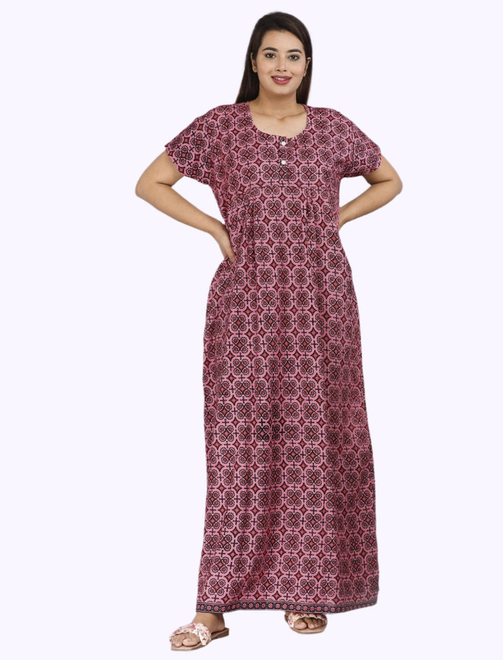 Cotton Printed Night Gown For Women