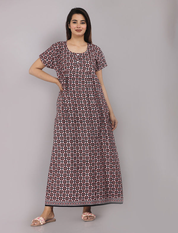 Cotton Printed Night Gown For Women