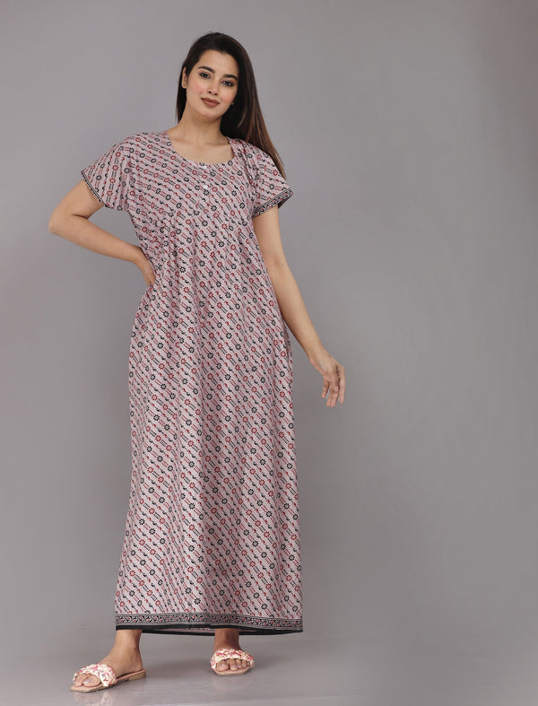 Cotton Printed Night Gown For Women