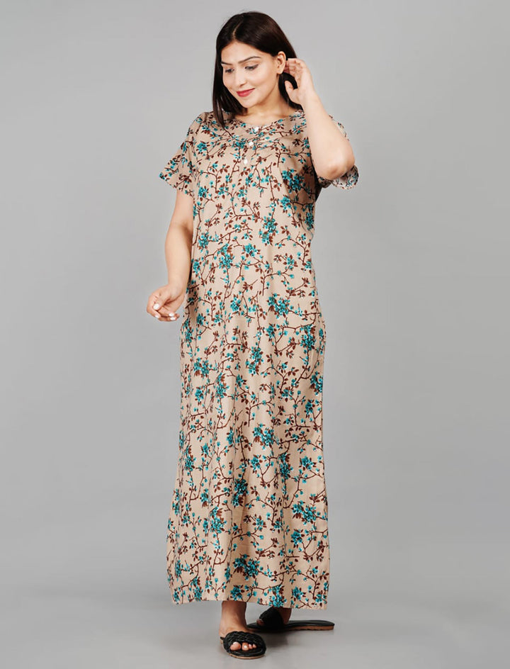 Cotton Printed Night Gown For Women