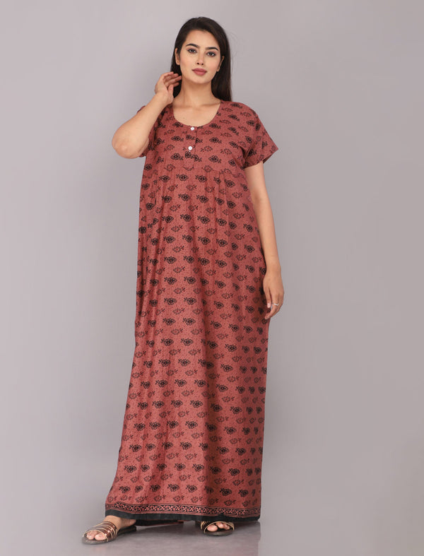 Cotton Printed Night Gown For Women