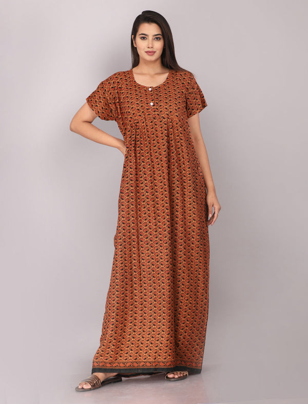 Cotton Printed Night Gown For Women