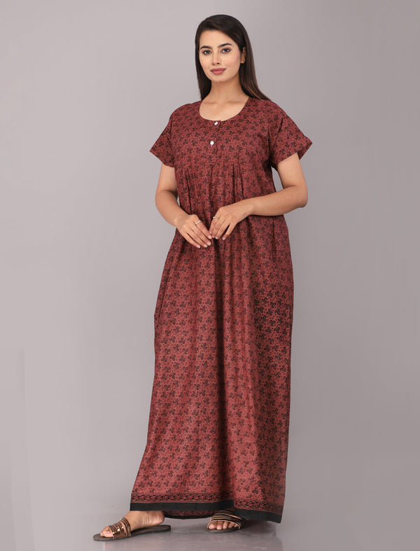 Cotton Printed Night Gown For Women