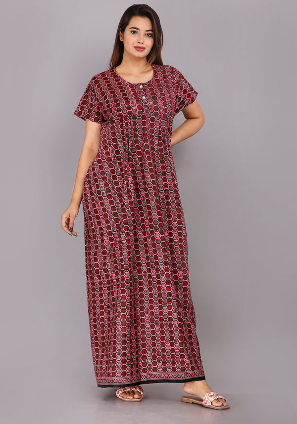 Cotton Printed Night Gown For Women