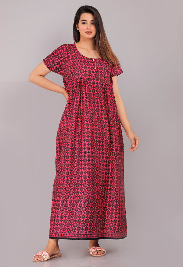 Cotton Printed Night Gown For Women