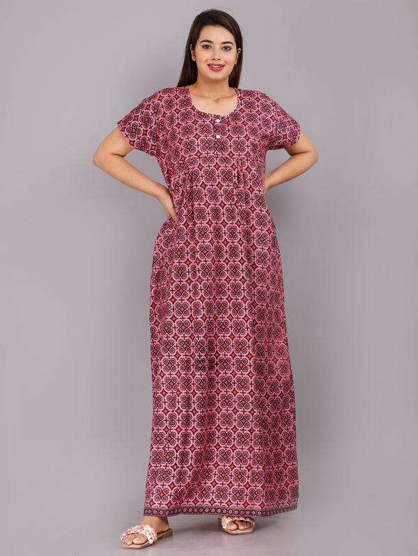 Cotton Printed Night Gown For Women