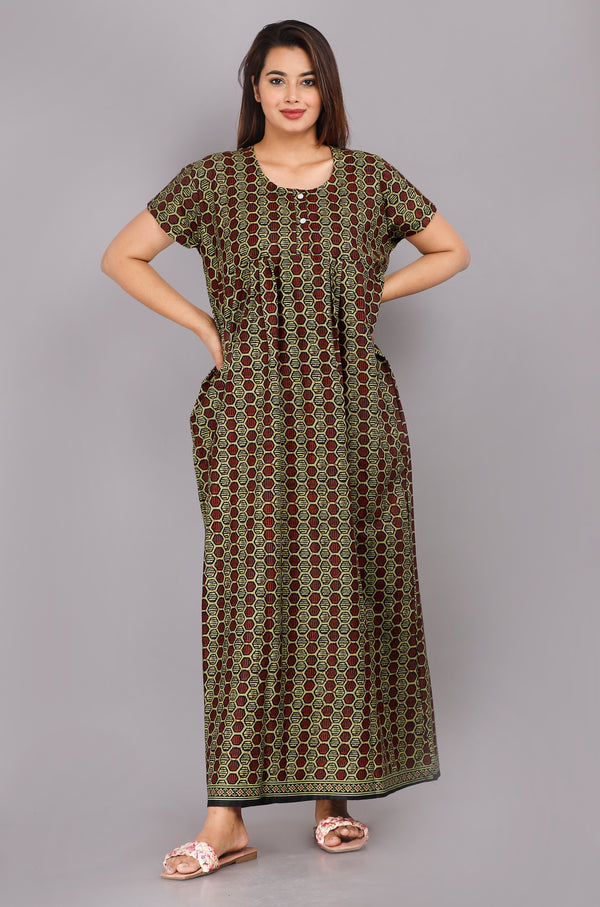 Cotton Printed Night Gown For Women