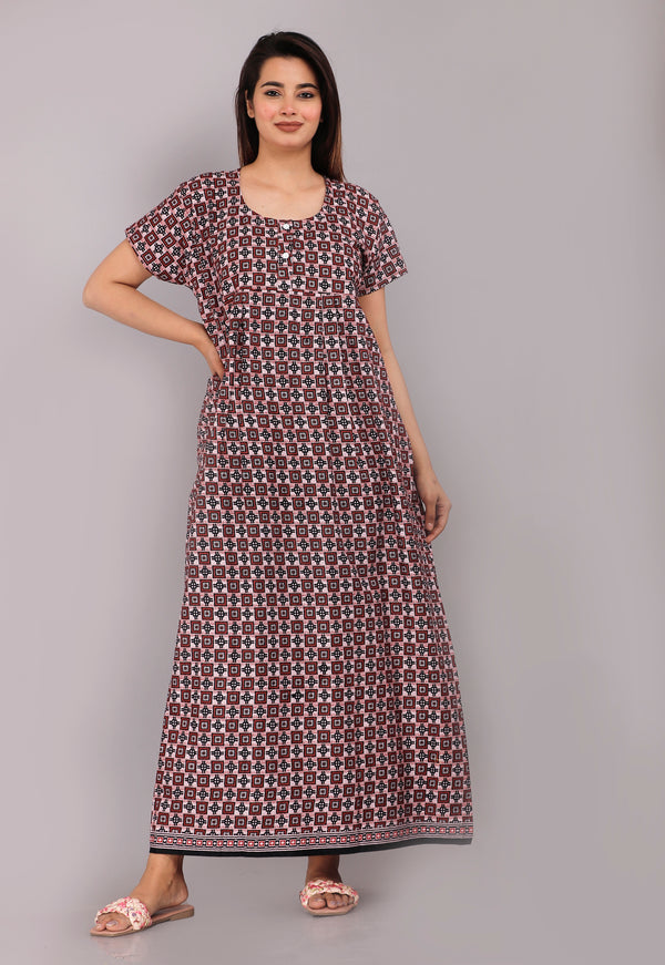 Cotton Printed Night Gown For Women