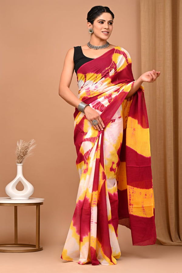 Jaipuri Mulmul Cotton Printed Saree With Blouse