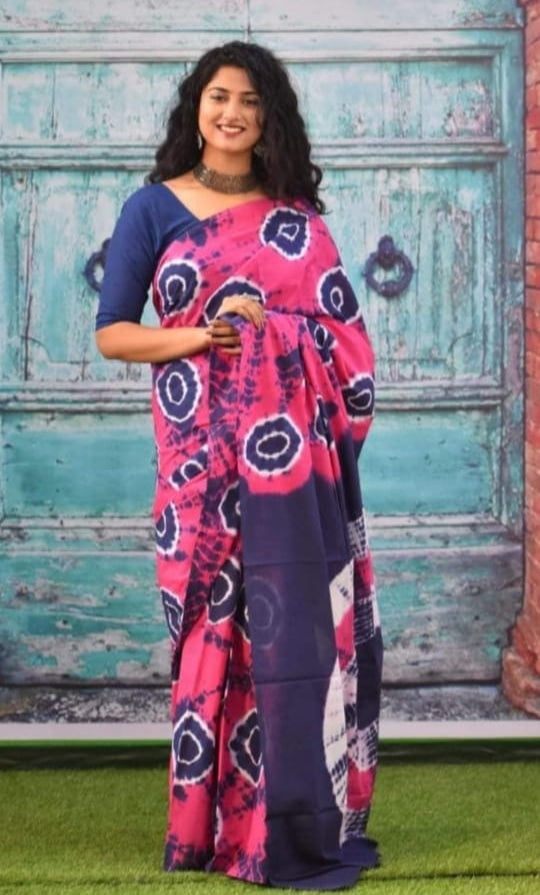 Jaipuri Mulmul Cotton Printed Saree With Blouse