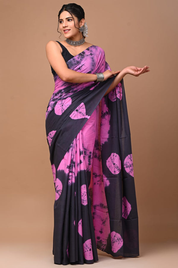 Jaipuri Mulmul Cotton Printed Saree With Blouse