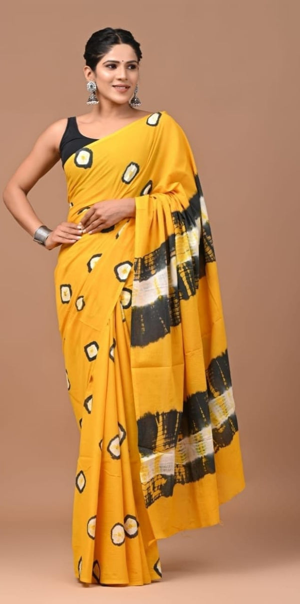 Jaipuri Mulmul Cotton Printed Saree With Blouse