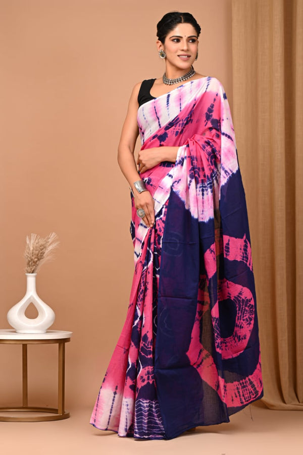 Jaipuri Mulmul Cotton Printed Saree With Blouse