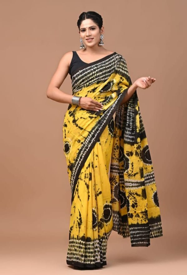 Jaipuri Mulmul Cotton Printed Saree With Blouse