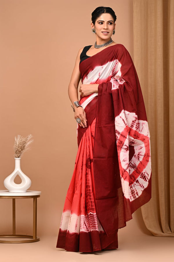 Jaipuri Mulmul Cotton Printed Saree With Blouse