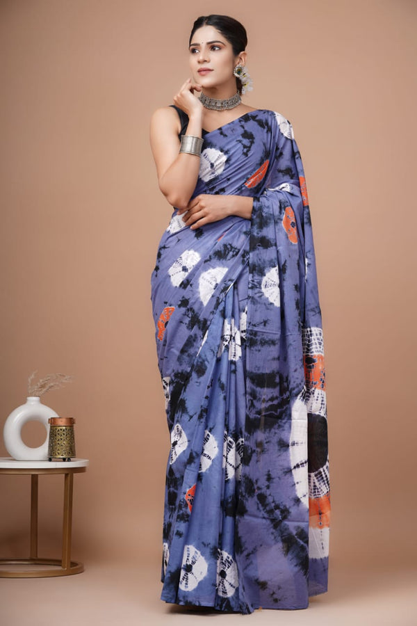 Jaipuri Mulmul Cotton Printed Saree With Blouse