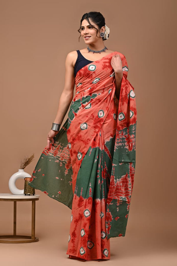 Jaipuri Mulmul Cotton Printed Saree With Blouse