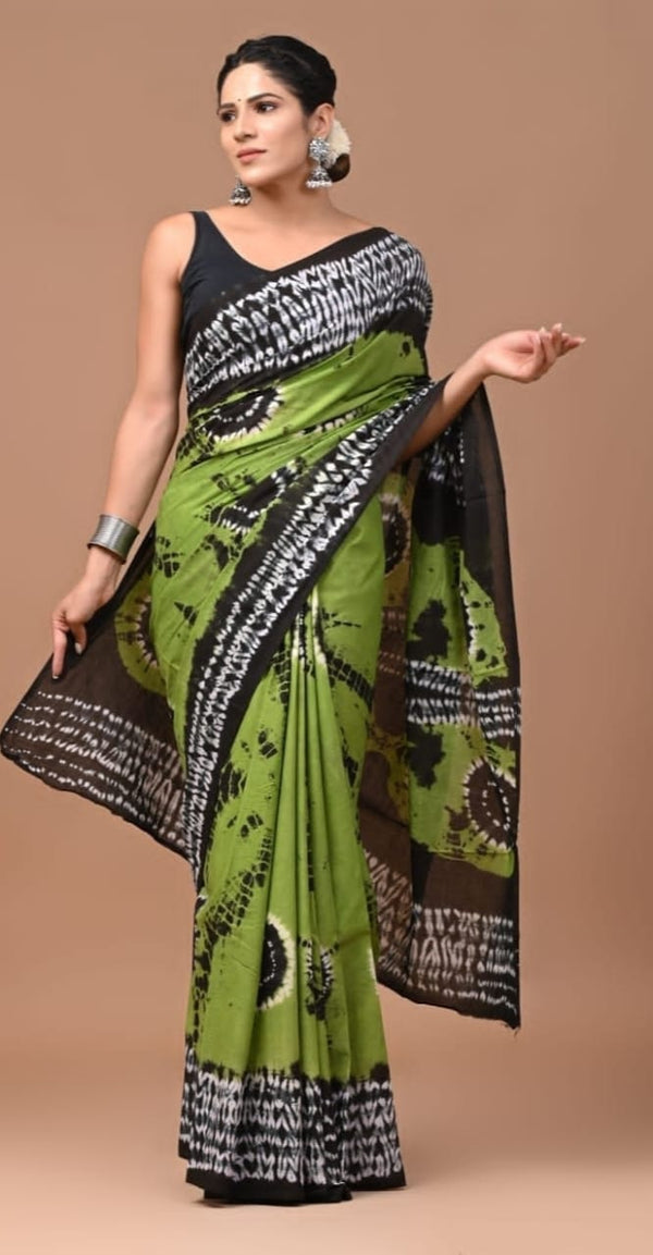 Jaipuri Mulmul Cotton Printed Saree With Blouse