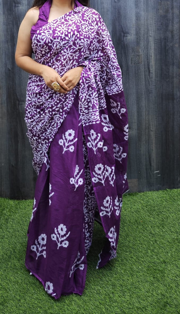 Jaipuri Mulmul Cotton Printed Saree With Blouse