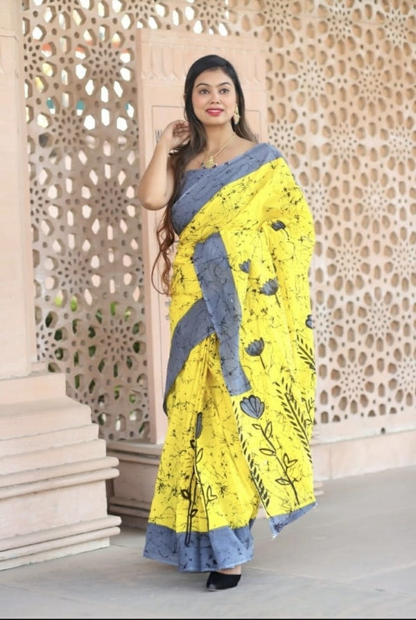 Jaipuri Mulmul Cotton Printed Saree With Blouse