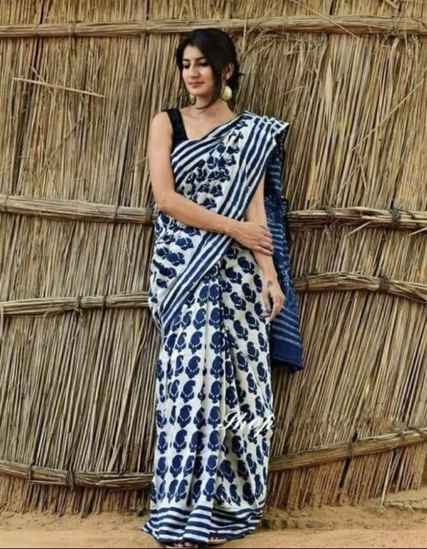 Jaipuri Mulmul Cotton Printed Saree With Blouse