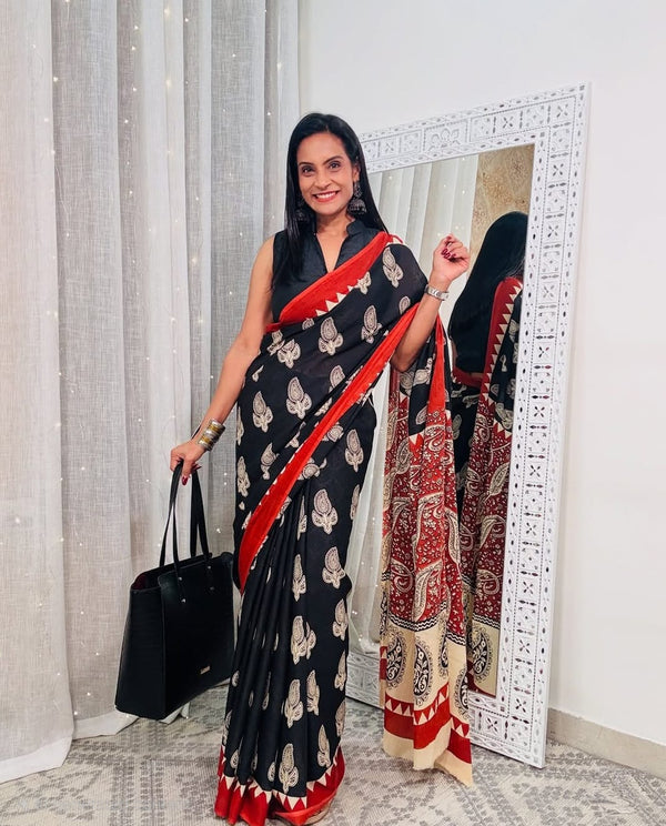 Jaipuri Mulmul Cotton Printed Saree With Blouse