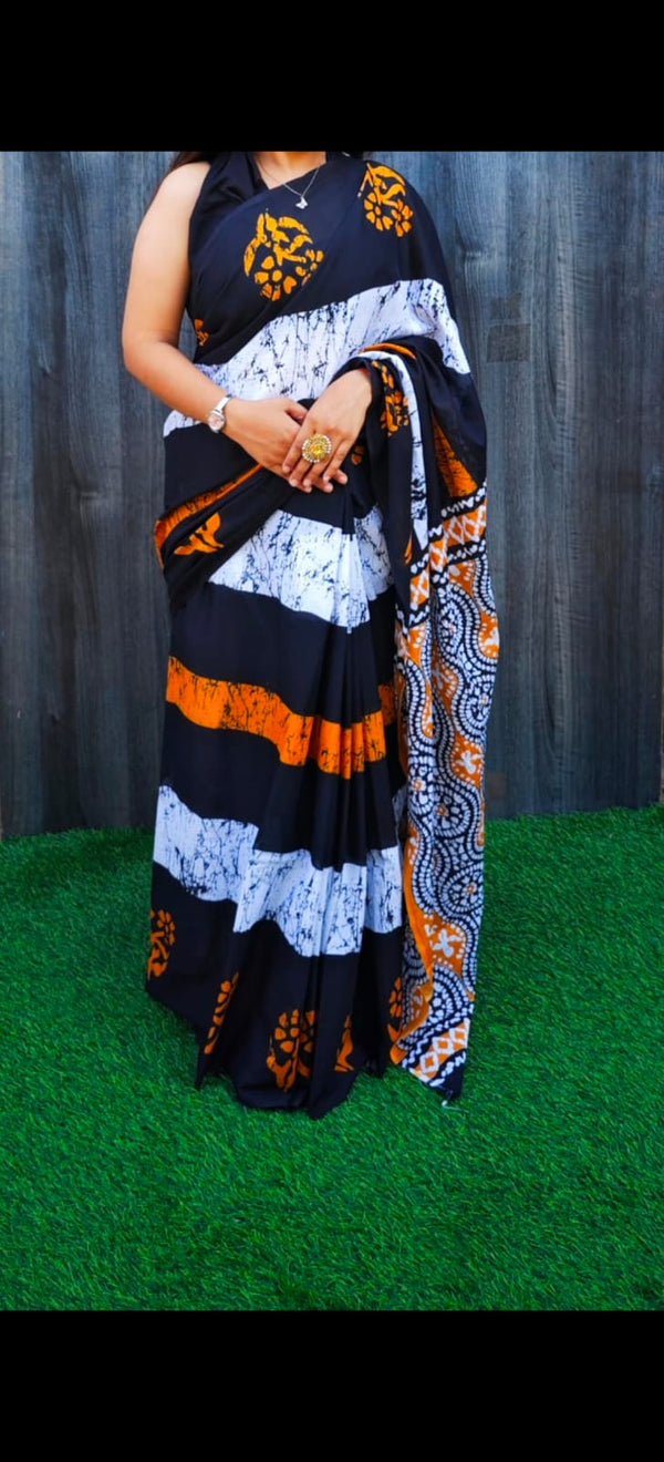 Jaipuri Mulmul Cotton Printed Saree With Blouse