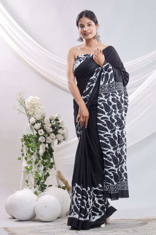 Jaipuri Mulmul Cotton Printed Saree With Blouse