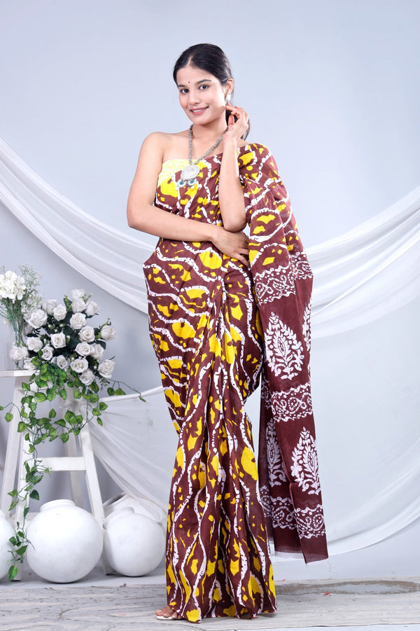 Jaipuri Mulmul Cotton Printed Saree With Blouse