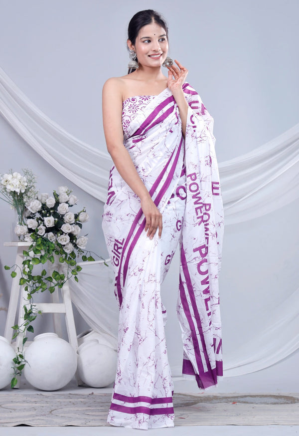 Jaipuri Mulmul Cotton Printed Saree With Blouse