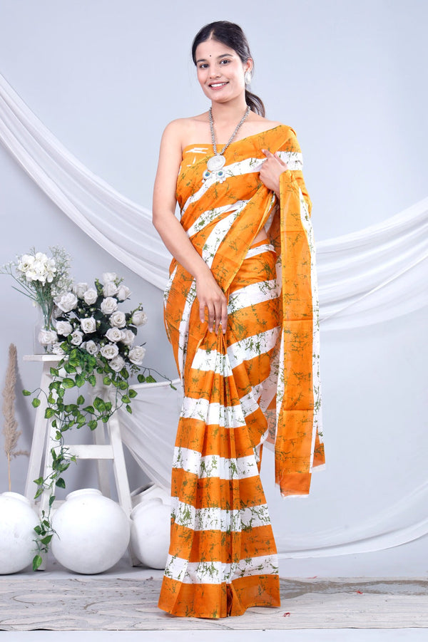 Jaipuri Mulmul Cotton Printed Saree With Blouse