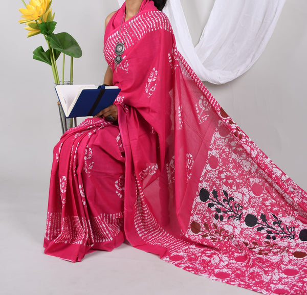 Jaipuri Mulmul Cotton Printed Saree With Blouse