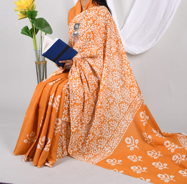 Jaipuri Mulmul Cotton Printed Saree With Blouse