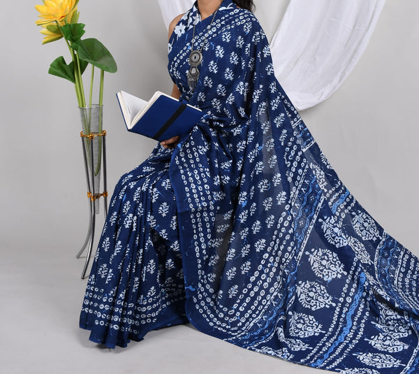 Jaipuri Mulmul Cotton Printed Saree With Blouse