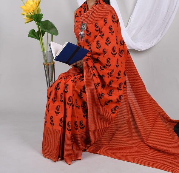 Jaipuri Mulmul Cotton Printed Saree With Blouse